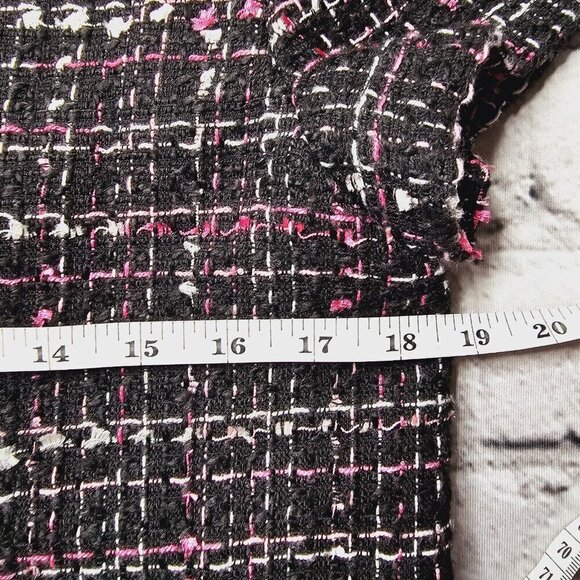 Loft Outlet Black Pink White Tweed Short Sleeve Shift Dress Size 8 - Picture 9 of 11